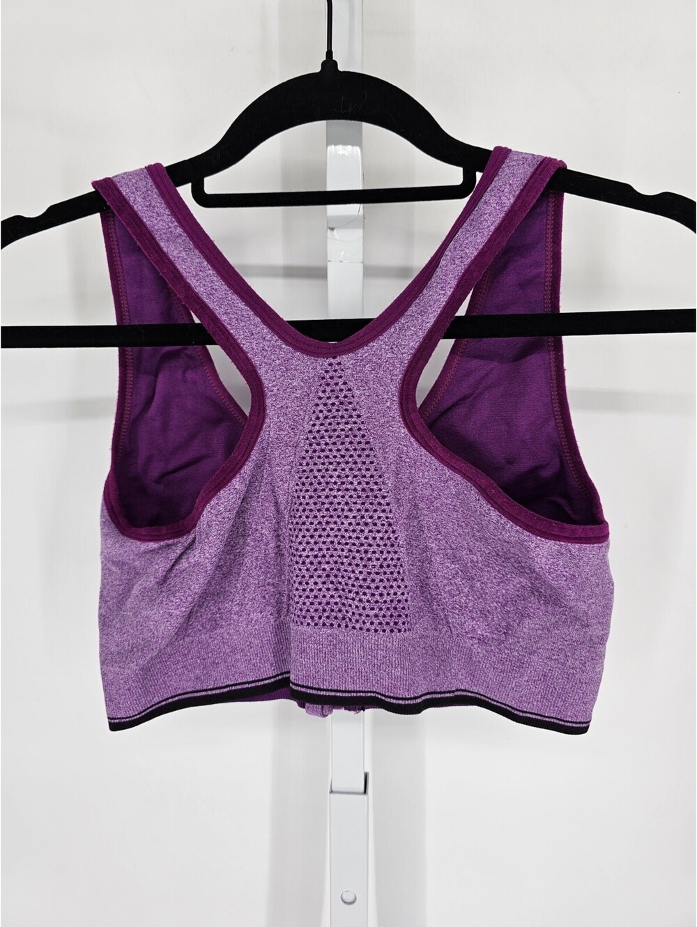 Womens Sz M Front Zip Racerback Sports Bra Medium Impact Purple - Picture 2 of 2